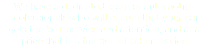 We have a dedicated team of automotive professionals who will ensure that your car gets the best service and attention, and at a price that is a fraction of other service 